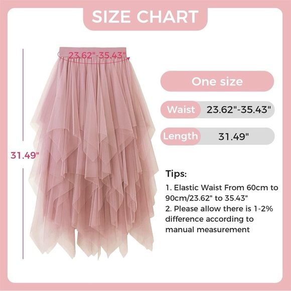 Women's Pink Blush Tulle Ruffle Tiered Boho Skirt One Size Elastic Waist - Picture 4 of 4
